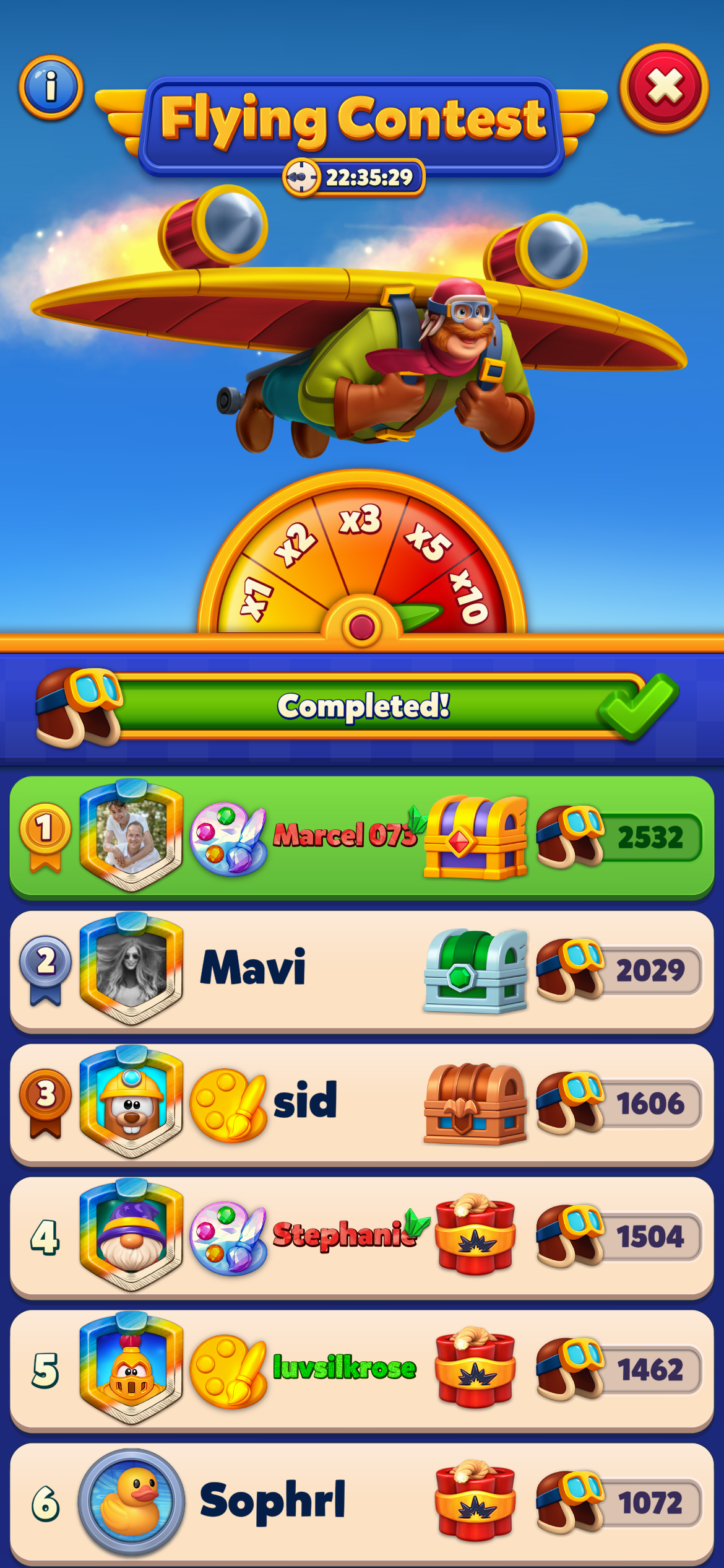 Flying Contest voltooid in 1 uur, 24 min en 31 seconden